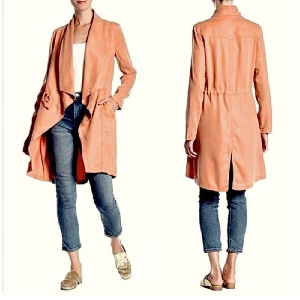 MAX JEANS | "Toast" Tan Clay Orange Tencel Drape Longer Length Jacket | Medium